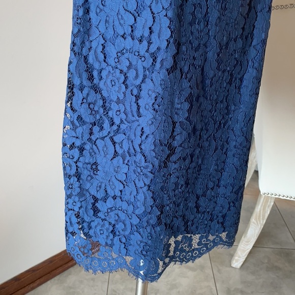 NWOT NY & company EVA MENDEZ NAVY FLORAL LACE OVERLAY Formal dress size 8 NAVY - Picture 9 of 16